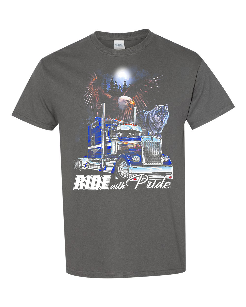 Ride With Pride – Eagle, Wolf & Semi-Truck Graphic Tee” image 2