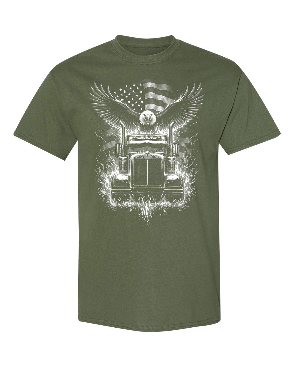 Patriotic Eagle Truck Driver T-Shirt image 3