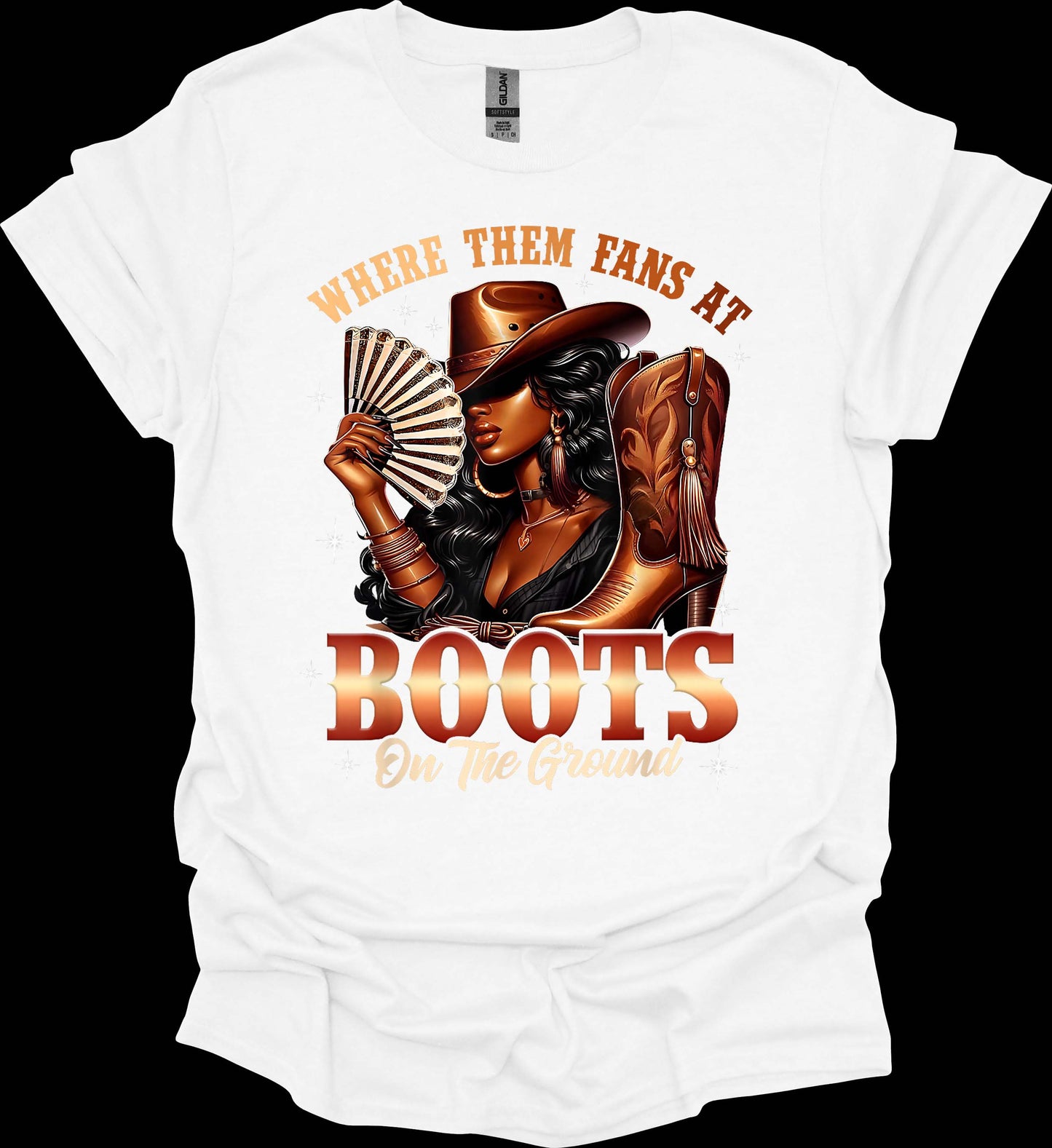 Where Them Fans At? Boots On the Ground Tee image 1