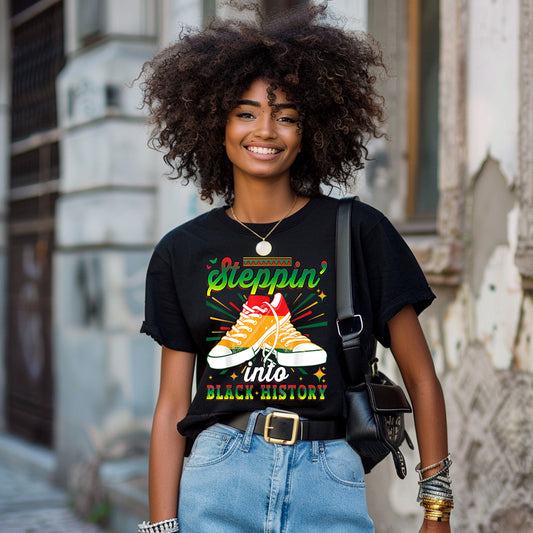 Steppin’ Into Black History Tee – Bold Moves, Deep Roots image 0
