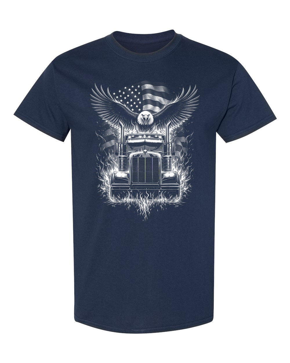 Patriotic Eagle Truck Driver T-Shirt image 4