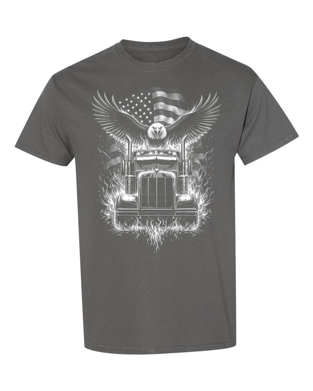 Patriotic Eagle Truck Driver T-Shirt image 2